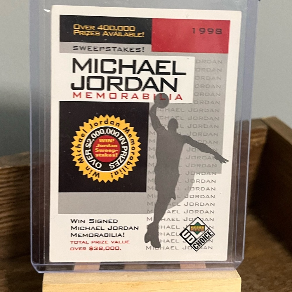 Michael Jordan 🏀 1998 Upper Deck Memorabilia Sweepstakes Card #SW1 HOF MVP GOAT